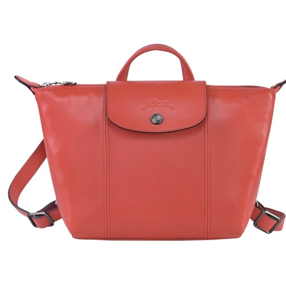Longchamp Le Pliage Cuir Leather Backpack Terracotta - Picture 1 of 15